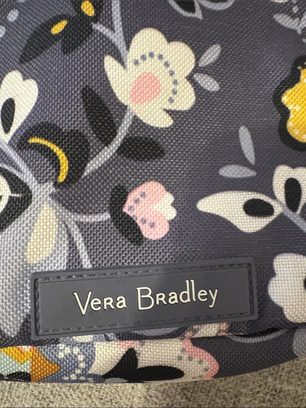 Vera Bradley Navy Floral Crossbody Sling with Yellow & Pink Accents
